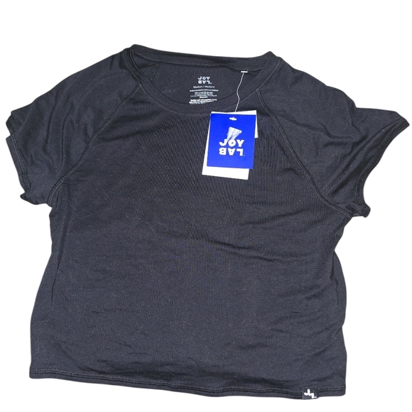 Womens JoyLab Black Cropped Short Sleeve Tee, Medium, NWT!!! - Picture 1 of 3